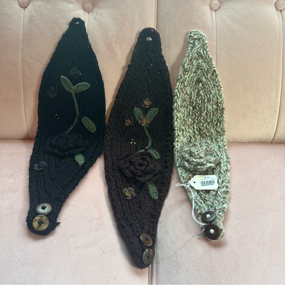 Flower knitted headband womens